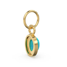 Load image into Gallery viewer, Turquoise Diamond 14k Yellow Solid Gold Sleeping Beauty Turquoise Charm Pendant Bezel Jewelry Finding / Turquoise Pendant