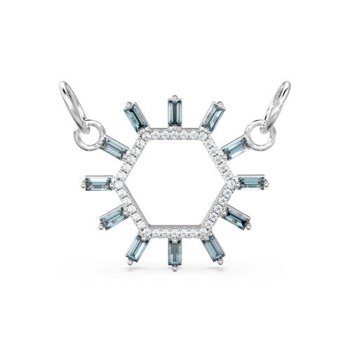 Blue Topaz Diamond Solid Gold Charm / Gemstone Gold Charm / Hexagon Diamond Gold Pendant / Real Diamond Jewelry / Diamond Gold NecklaceSALE - Jalvi & Co. 