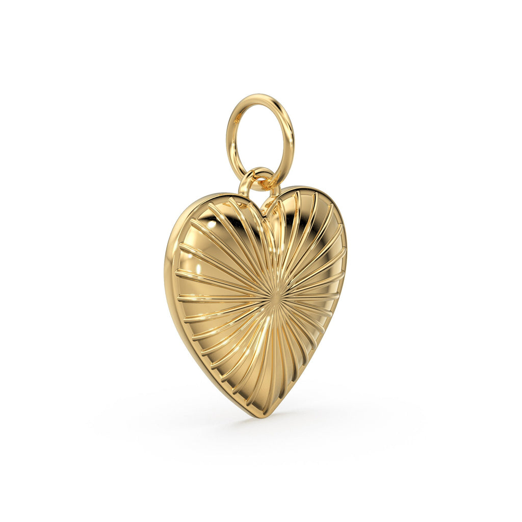 Heart Solid Gold Charm / 14k 18k Solid Gold Pendant / Heart Charm / Valentines Gift / Gold Jewelry Supplies / Love Charm Finding / For Her