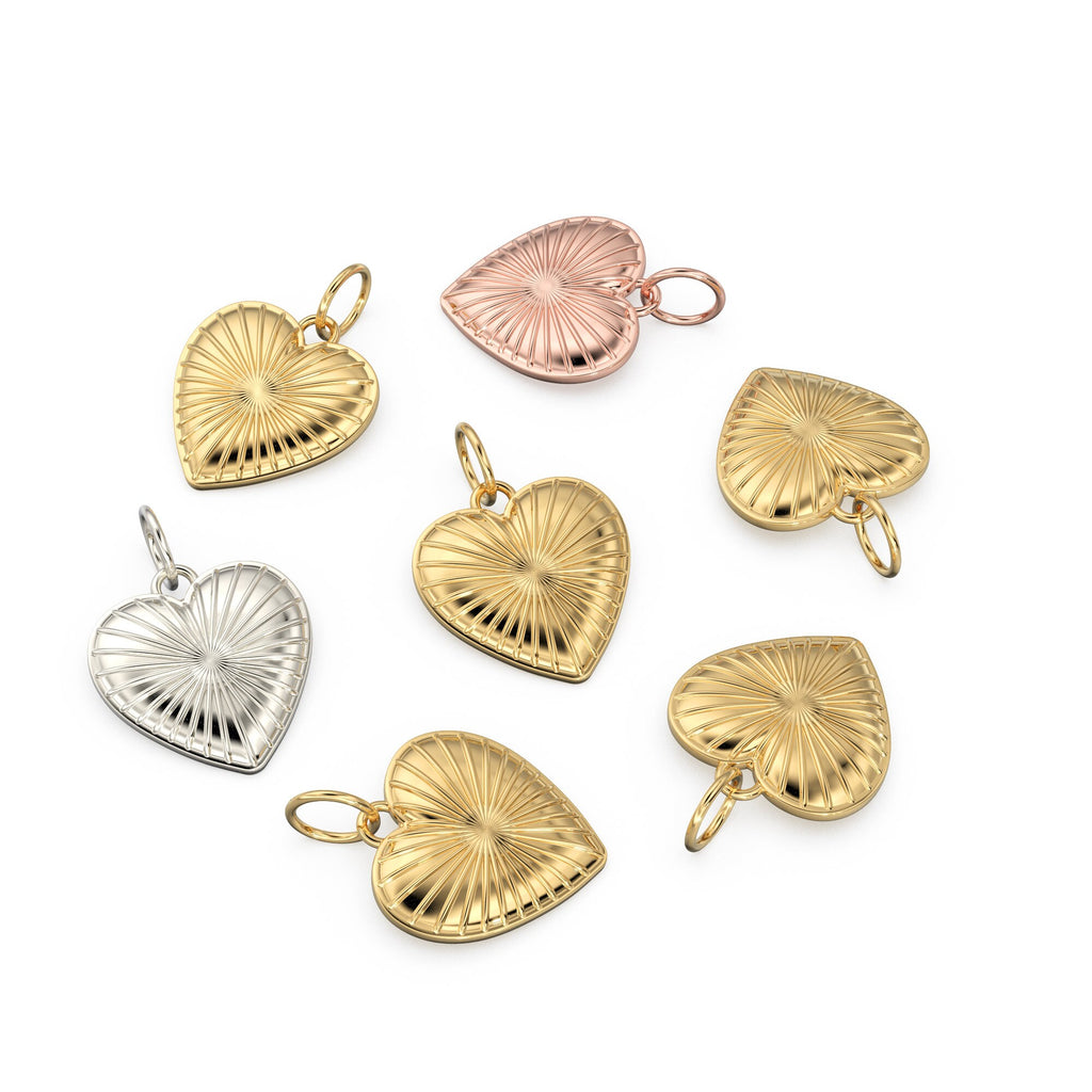 Heart Solid Gold Charm / 14k 18k Solid Gold Pendant / Heart Charm / Valentines Gift / Gold Jewelry Supplies / Love Charm Finding / For Her