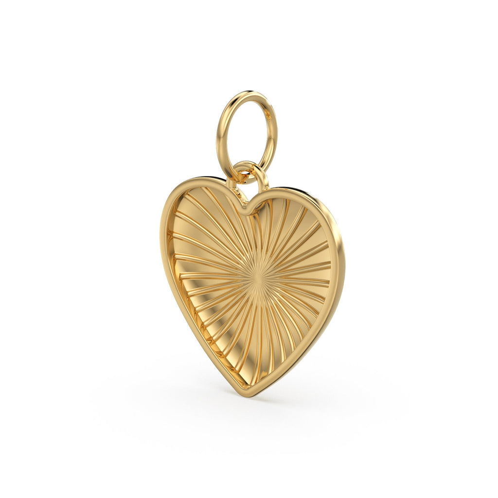 Heart Solid Gold Charm / 14k 18k Solid Gold Pendant / Heart Charm / Valentines Gift / Gold Jewelry Supplies / Love Charm Finding / For Her