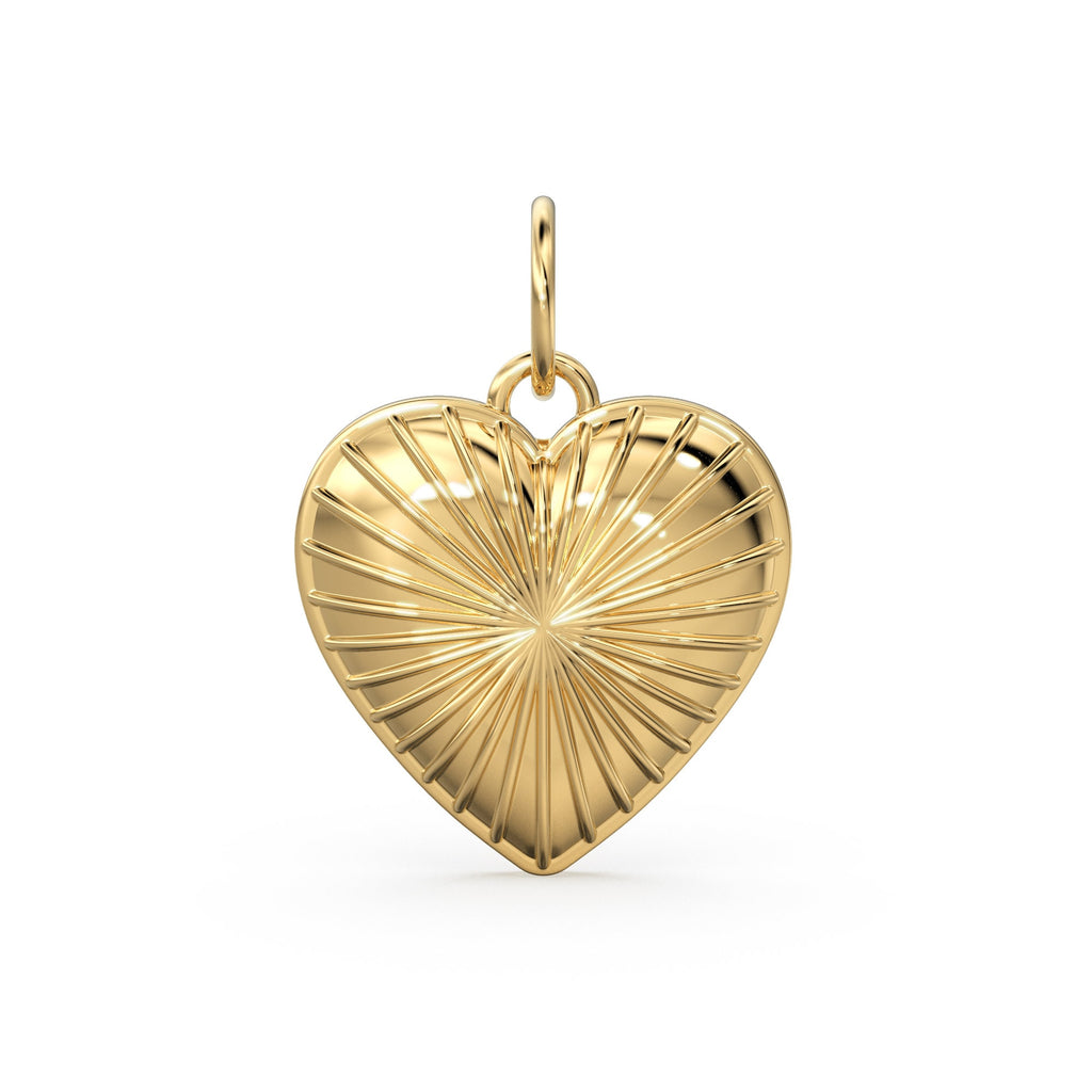 Heart Solid Gold Charm / 14k 18k Solid Gold Pendant / Heart Charm / Valentines Gift / Gold Jewelry Supplies / Love Charm Finding / For Her