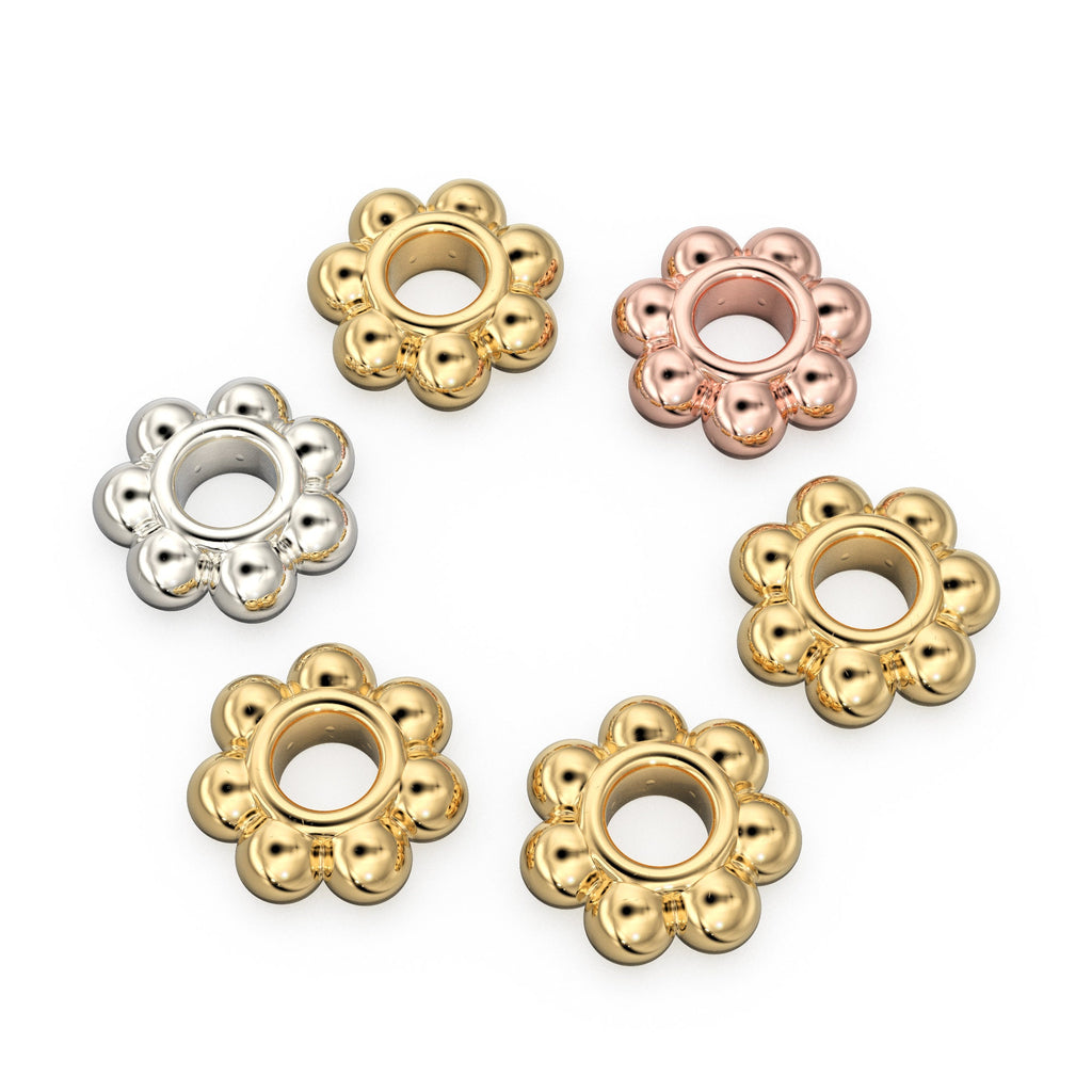 2.8mm 18k Solid Yellow Gold Daisy Spacer Findings (5) St Patricks Day