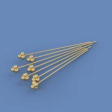 Load image into Gallery viewer, 18k Solid Yellow Gold 24 Gauge 1.5 INCH Headpin With Daisy Ends Quantity: (2) or (10) St Patricks Day