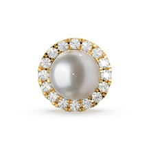Load image into Gallery viewer, 1pc Diamond Solid Gold Earring Jacket for 7mm Round Pearl Beads / 1ct Diamond Solid Gold Earring Jacket Findings St Patricks Day