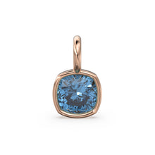 Load image into Gallery viewer, AAA London Blue Topaz Charms 14k Yellow Solid Gold Charm Pendant Blue Cushion Gemstone Bezel 18K Gold Jewelry Finding St Patricks Day