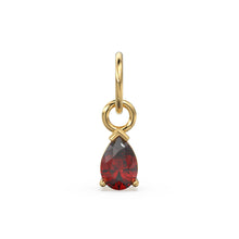 Load image into Gallery viewer, 6mm Gemstone 18k Yellow Solid Gold Birthstone Charm Pendant / Diamond Bezel Hoop Earring Findings / Garnet Emerald Amethyst Aquamarine Ruby