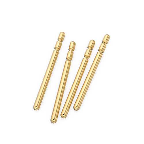4pc Earring Post Double Notch 18k Solid Gold Handmade Findings 11mm - Jalvi & Co. 