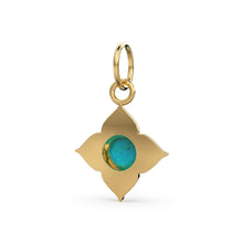 Load image into Gallery viewer, 14k Yellow Solid Gold Fire Australian Opal Charm Pendant Bezel Jewelry Finding / Antique Tribal Style St Patricks Day