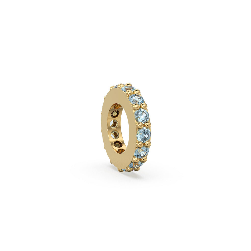 Big 11mm Diamond Eternity French Pave Wheel 14k Solid Gold Rondelle Spacer Finding Bead, Diamond Spacer, Diamond Finding, Solid Gold Bead