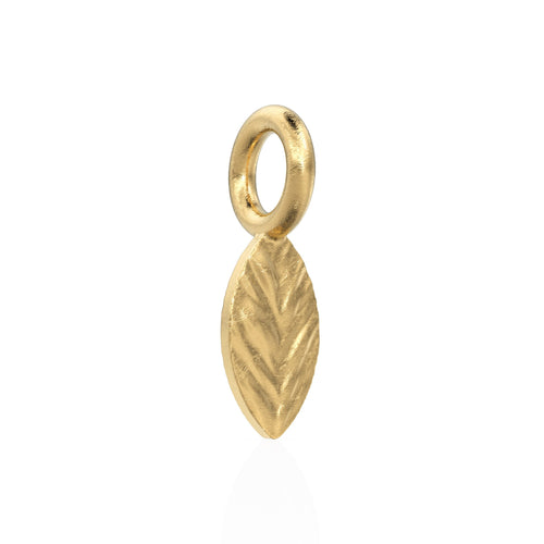 2pc 14k Solid Gold  Marquise Shape Charm, 9 MM Long Leaf charm, Hammered Charms, Textured Gold Pendant, Necklace charm, Bracelet Gold Charms - Jalvi & Co. 