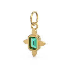 Load image into Gallery viewer, 14k Gold Lab Emerald &amp; Rose Cut Diamond Women Pendant Necklace, Emerald Gemstone, Minimalist Gold Jewelry, Necklace Findings, Precious Stone