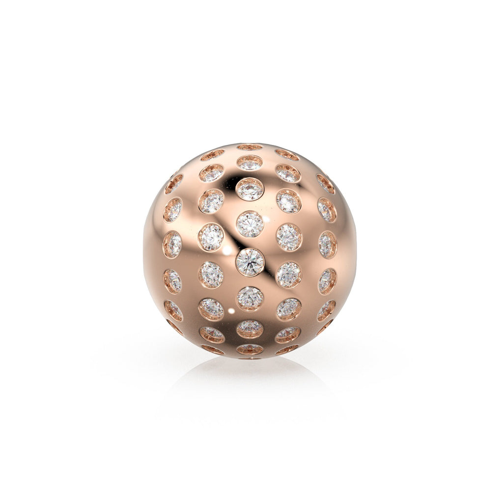 Flush Gypsy Setting Diamond Gold Beads / Handmade Diamond Rondelle Beads / Diamond Round Ball Sphere Beads / Gold Diamond Spacer Findings