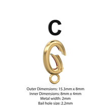 Load image into Gallery viewer, Gold Spring Clasp Charm Holder / Solid Gold Connector / 18k Gold Necklace Lock Necklace Connector / Oval Paper Clip Carabiner Jewelry Clasp