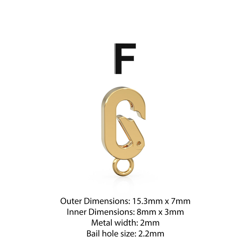 Gold Spring Clasp Charm Holder / Solid Gold Connector / 18k Gold Necklace Lock Necklace Connector / Oval Paper Clip Carabiner Jewelry Clasp