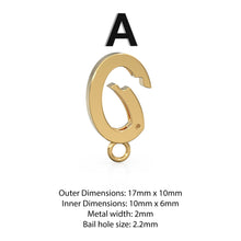 Load image into Gallery viewer, Gold Spring Clasp Charm Holder / Solid Gold Connector / 18k Gold Necklace Lock Necklace Connector / Oval Paper Clip Carabiner Jewelry Clasp