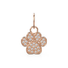 Load image into Gallery viewer, 12mm Dog Paw Pave Diamond 14k 18k Solid Gold Charm Pendant, Paw Charm, Gold Charm Finding, Dog Solid Gold Pendant Pet Doggy Jewelry