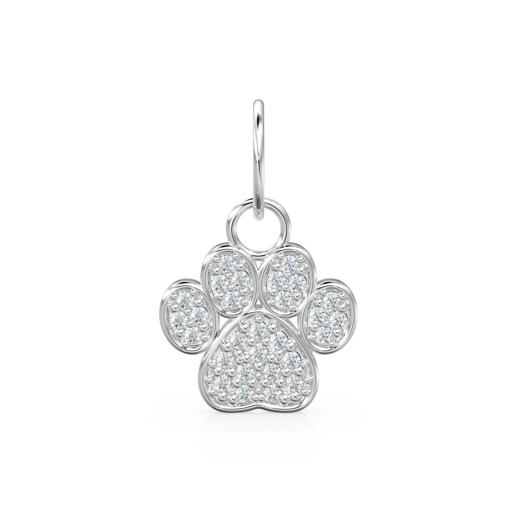 12mm Dog Paw Pave Diamond 14k 18k Solid Gold Charm Pendant, Paw Charm, Gold Charm Finding, Dog Solid Gold Pendant Pet Doggy Jewelry