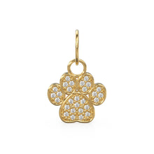 Load image into Gallery viewer, 12mm Dog Paw Pave Diamond 14k 18k Solid Gold Charm Pendant, Paw Charm, Gold Charm Finding, Dog Solid Gold Pendant Pet Doggy Jewelry