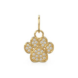 12mm Dog Paw Pave Diamond 14k 18k Solid Gold Charm Pendant, Paw Charm, Gold Charm Finding, Dog Solid Gold Pendant Pet Doggy Jewelry