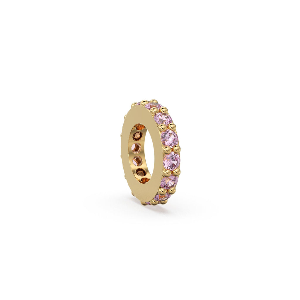 Big 11mm Diamond Eternity French Pave Wheel 14k Solid Gold Rondelle Spacer Finding Bead, Diamond Spacer, Diamond Finding, Solid Gold Bead