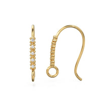 Load image into Gallery viewer, 1 Diamond Set Ear Wires Finding 16.45mm 21 GAUGE 14k 18k Solid Gold Brilliant Round Diamond Earring St Patricks Day