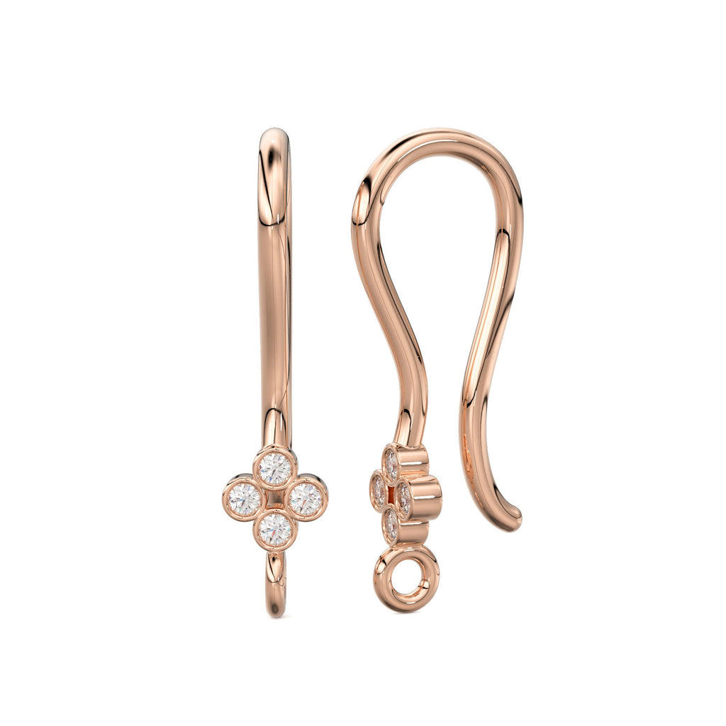 14k Solid Gold Brilliant Diamond Finding Earwire Pair 15x3.30mm 20 GAUGE St Patricks Day