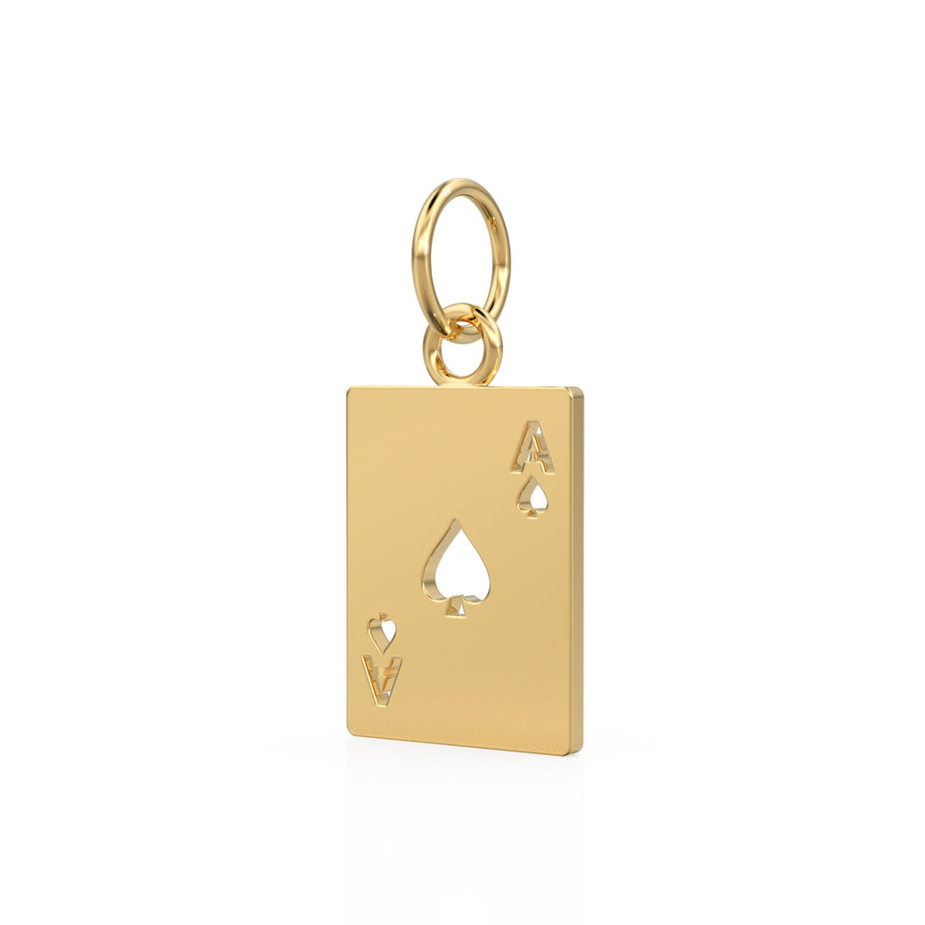 Solid Gold Tiny Playing Cards Charm / Ace of Hearts Charm / Playing Card Pendant / Ace Charm / Laser Cut Jewelry Supplies