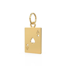 Load image into Gallery viewer, Solid Gold Tiny Playing Cards Charm / Ace of Hearts Charm / Playing Card Pendant / Ace Charm / Laser Cut Jewelry Supplies