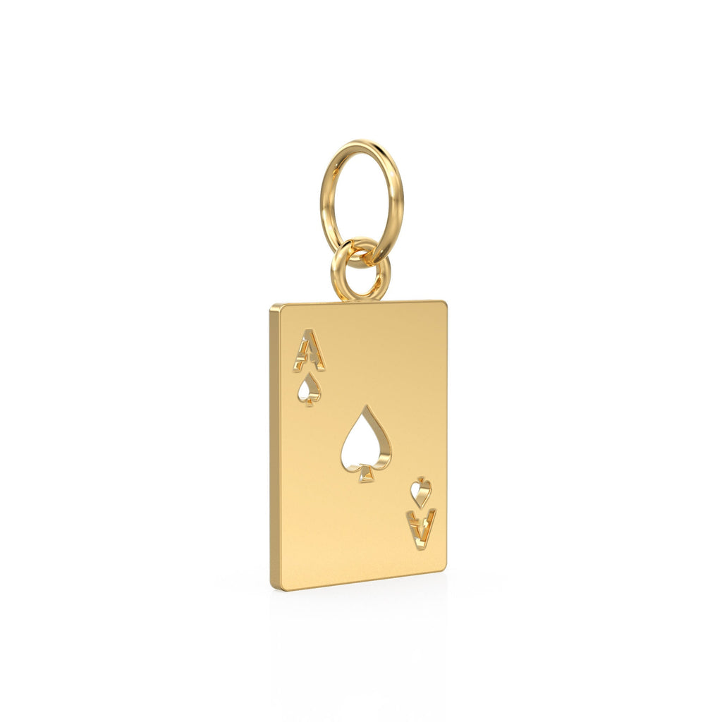 Solid Gold Tiny Playing Cards Charm / Ace of Hearts Charm / Playing Card Pendant / Ace Charm / Laser Cut Jewelry Supplies