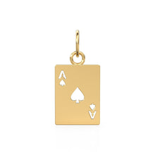 Load image into Gallery viewer, Solid Gold Tiny Playing Cards Charm / Ace of Hearts Charm / Playing Card Pendant / Ace Charm / Laser Cut Jewelry Supplies