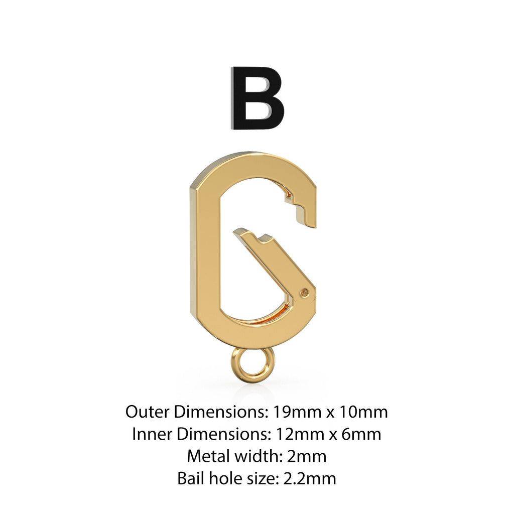 Gold Spring Clasp Charm Holder / Solid Gold Connector / 18k Gold Necklace Lock Necklace Connector / Oval Paper Clip Carabiner Jewelry Clasp