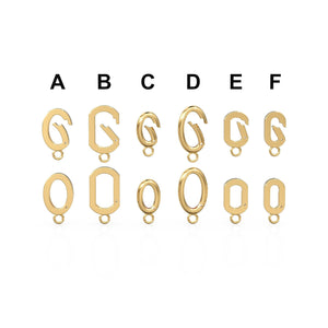 Gold Spring Clasp Charm Holder / Solid Gold Connector / 18k Gold Necklace Lock Necklace Connector / Oval Paper Clip Carabiner Jewelry Clasp