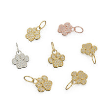 Load image into Gallery viewer, 12mm Dog Paw Pave Diamond 14k 18k Solid Gold Charm Pendant, Paw Charm, Gold Charm Finding, Dog Solid Gold Pendant Pet Doggy Jewelry