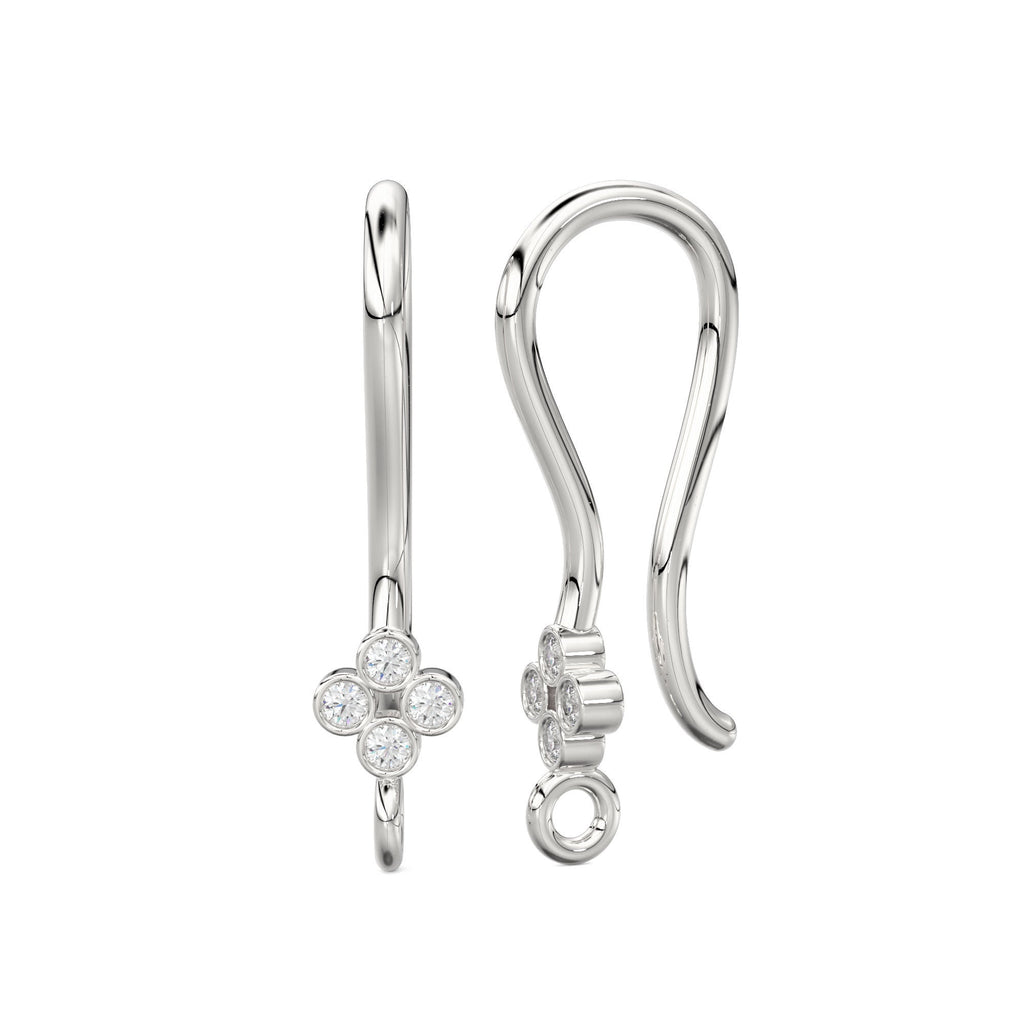 14k Solid Gold Brilliant Diamond Finding Earwire Pair 15x3.30mm 20 GAUGE St Patricks Day