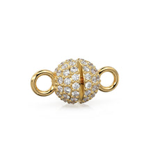 Load image into Gallery viewer, 6mm Pave Diamond Screw Ball Clasp / Solid Gold Clasp for Necklace / Bracelet 18k Handmade Diamond Findings Claw Clasp Jewelry Finding