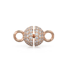 Load image into Gallery viewer, 6mm Pave Diamond Screw Ball Clasp / Solid Gold Clasp for Necklace / Bracelet 18k Handmade Diamond Findings Claw Clasp Jewelry Finding