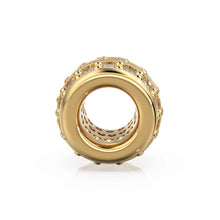 Load image into Gallery viewer, 3 row Diamond 18k Solid Gold Large Hole Beads / Jewelry Making Findings for Necklace or Charm Bracelet St Patricks Day