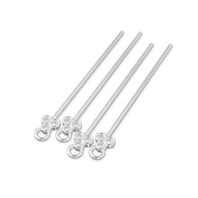 Load image into Gallery viewer, 29mm 18k Solid Yellow Gold Brilliant Round White Diamonds Eye Pin Headpin Connector With Loop 1pc