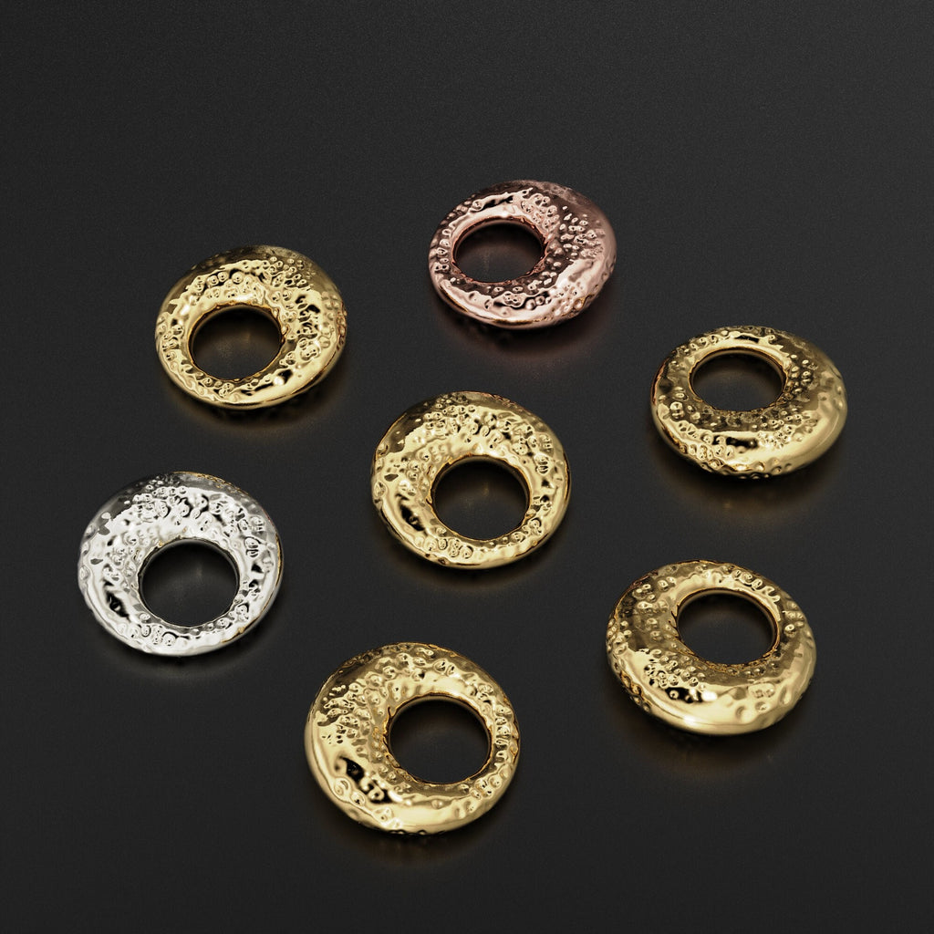 4mm 18k Solid Yellow Gold Ancient Style Rounded Donut Nugget Spacer Findings Beads With Rustic Raw Surface (5) St Patricks Day
