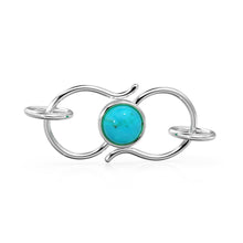 Load image into Gallery viewer, 10mmx18mm 18k Solid Gold S Hook Clasp With 5.5mm Sleeping Beauty Blue Turquoise Bezel