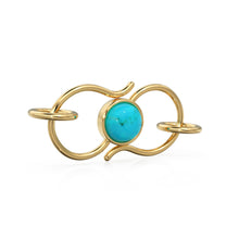 Load image into Gallery viewer, 10mmx18mm 18k Solid Gold S Hook Clasp With 5.5mm Sleeping Beauty Blue Turquoise Bezel