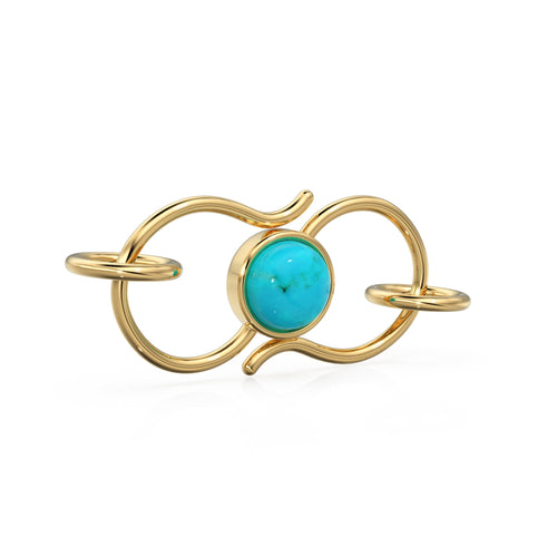 10mmx18mm 18k Solid Gold S Hook Clasp With 5.5mm Sleeping Beauty Blue Turquoise Bezel / 14k Gold Enhancer
