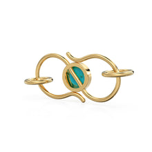 Load image into Gallery viewer, 10mmx18mm 18k Solid Gold S Hook Clasp With 5.5mm Sleeping Beauty Blue Turquoise Bezel / 14k Gold Enhancer St Patricks Day
