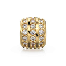 Load image into Gallery viewer, 3 row Diamond 18k Solid Gold Large Hole Beads / Jewelry Making Findings for Necklace or Charm Bracelet St Patricks Day