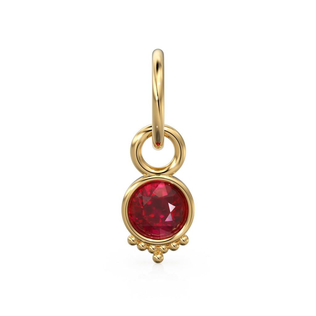 Natural Red Ruby Charm, July Birthstone 18k Solid Gold Charm, Handmade Gold Charm, Designer Charm Pendant, Charms Necklace, Ruby Charm