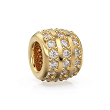 Load image into Gallery viewer, 3 Row Real Diamond 18k Solid Gold Eternity Rondelle Wheel Spacer Handmade Beads for Necklace or Bracelet St Patricks Day