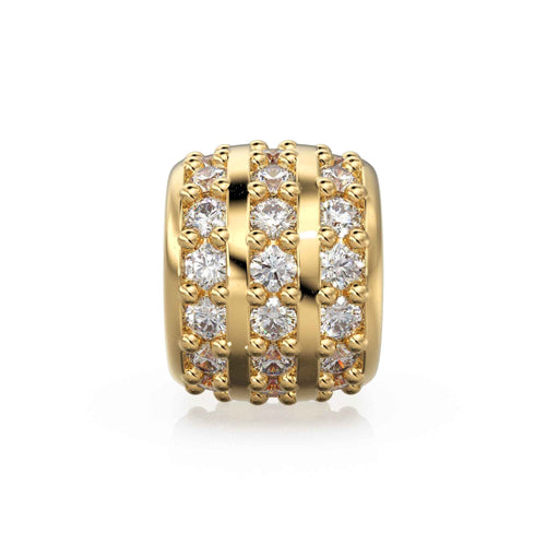 3 Row Real Diamond 18k Solid Gold Eternity Rondelle Wheel Spacer Handmade Beads for Necklace or Bracelet St Patricks Day