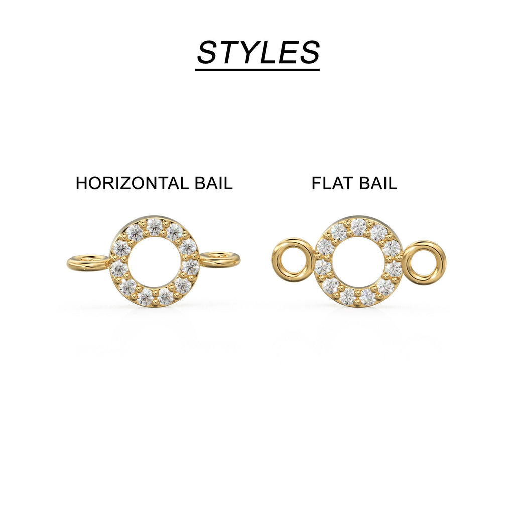 14k Solid Gold Diamond Round Connector / Dainty Brilliant Diamond Connector / Diamond Spacer / Labour Day Sale St Patricks Day