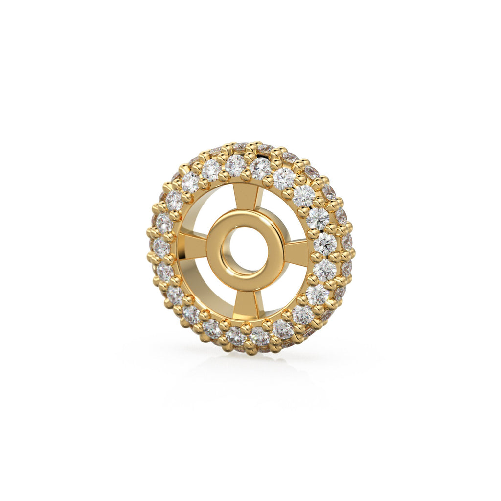 Rondelle Real Diamond 18k Solid Gold Eternity Rondelle Wheel Spacer Handmade Beads / Jewelry Making Handmade Findings / Diamond Round Beads